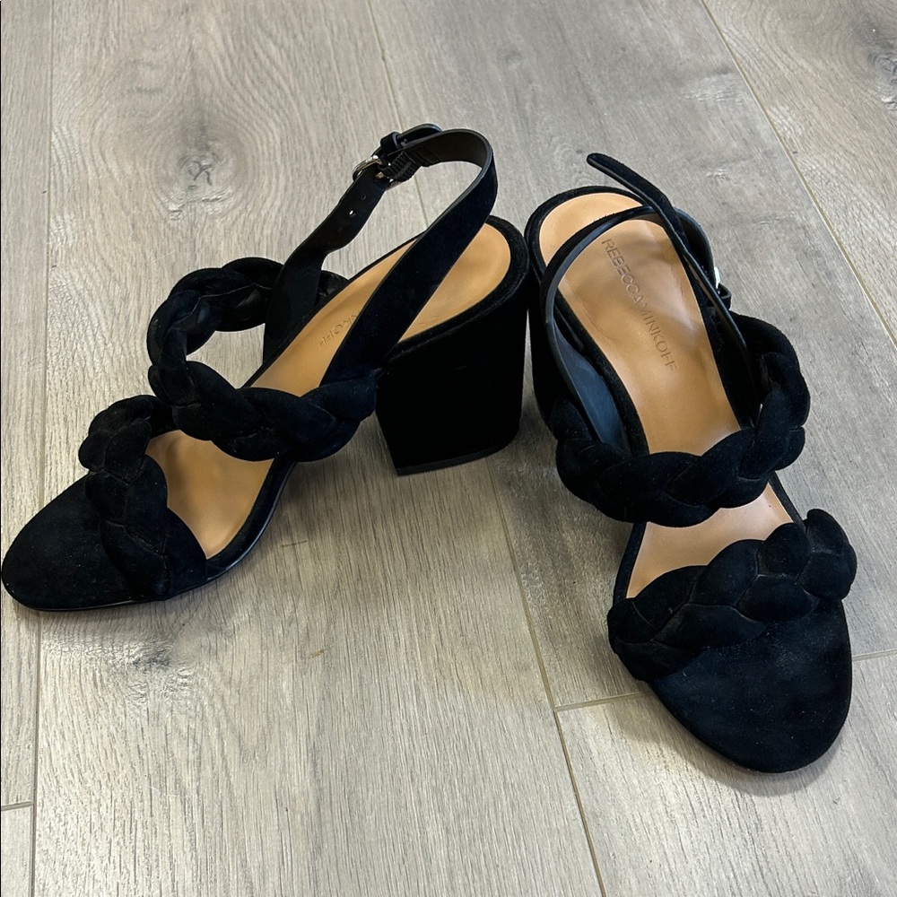 Rebecca Minkoff Black Braided Leather Heels